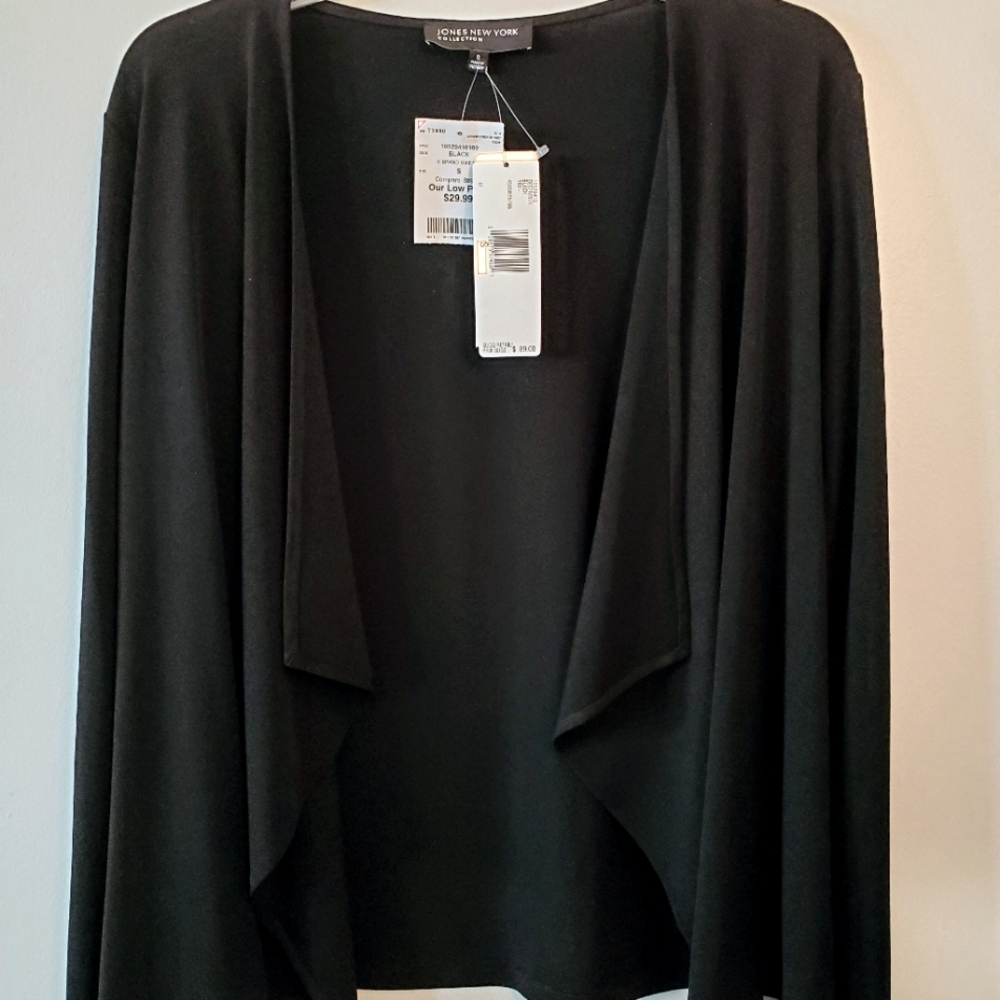 Elegant Black Open Front Dressy Top